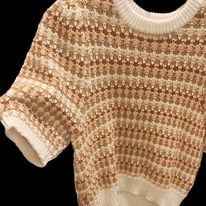 Women's Cream and Brown Knit Sweater